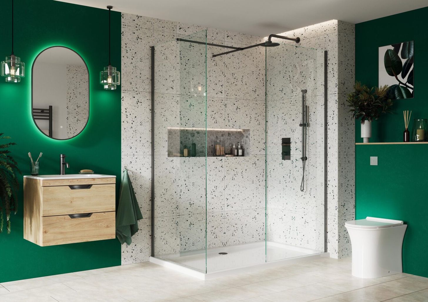 Forte 8mm Wetroom Screen with Bracing Bar 800mm