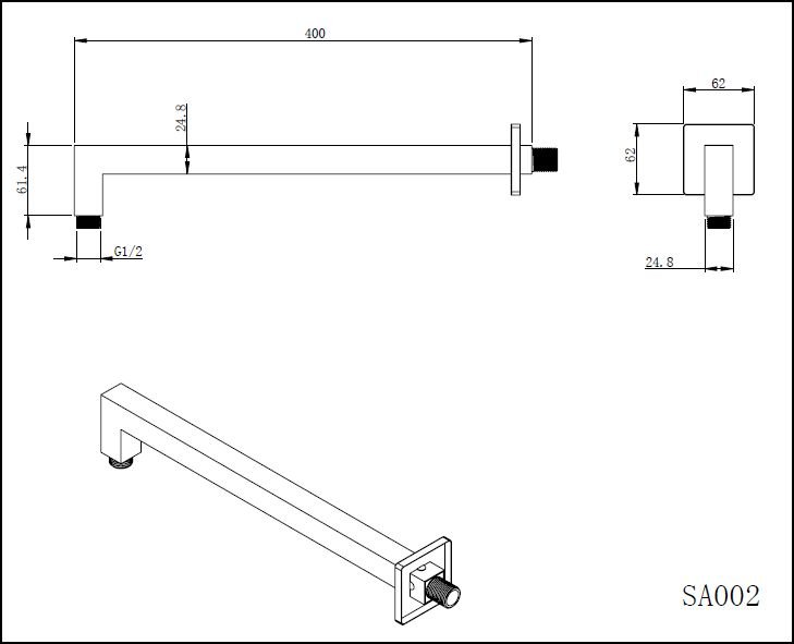 Square Profile Wall Arm