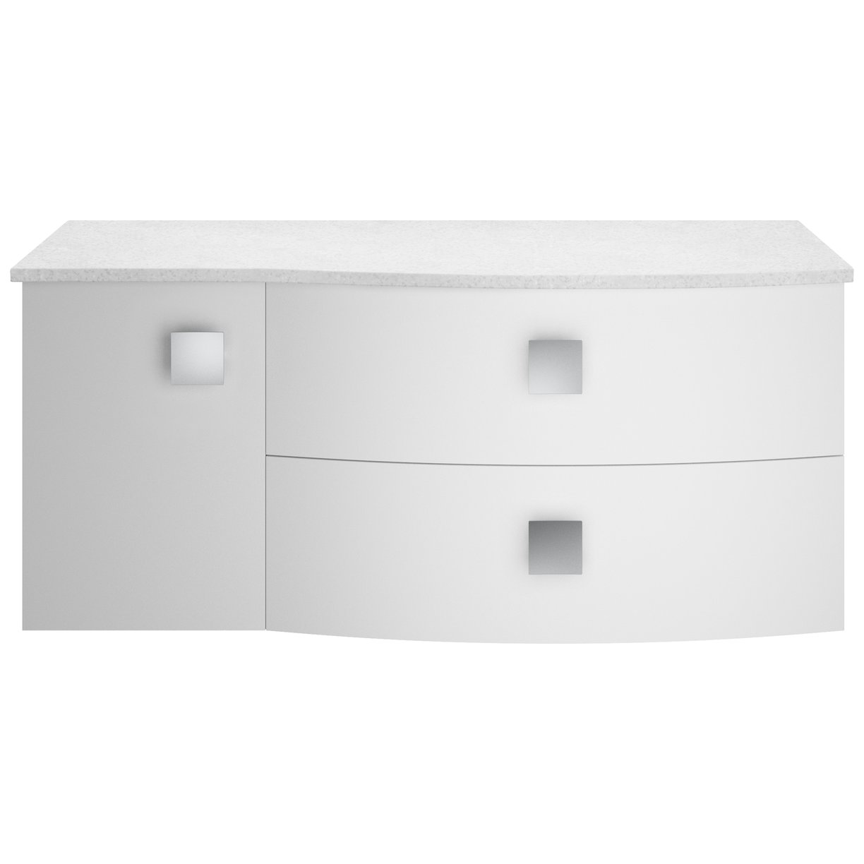 1000Mm Right Hand Cabinet With Marble Top - Moon White