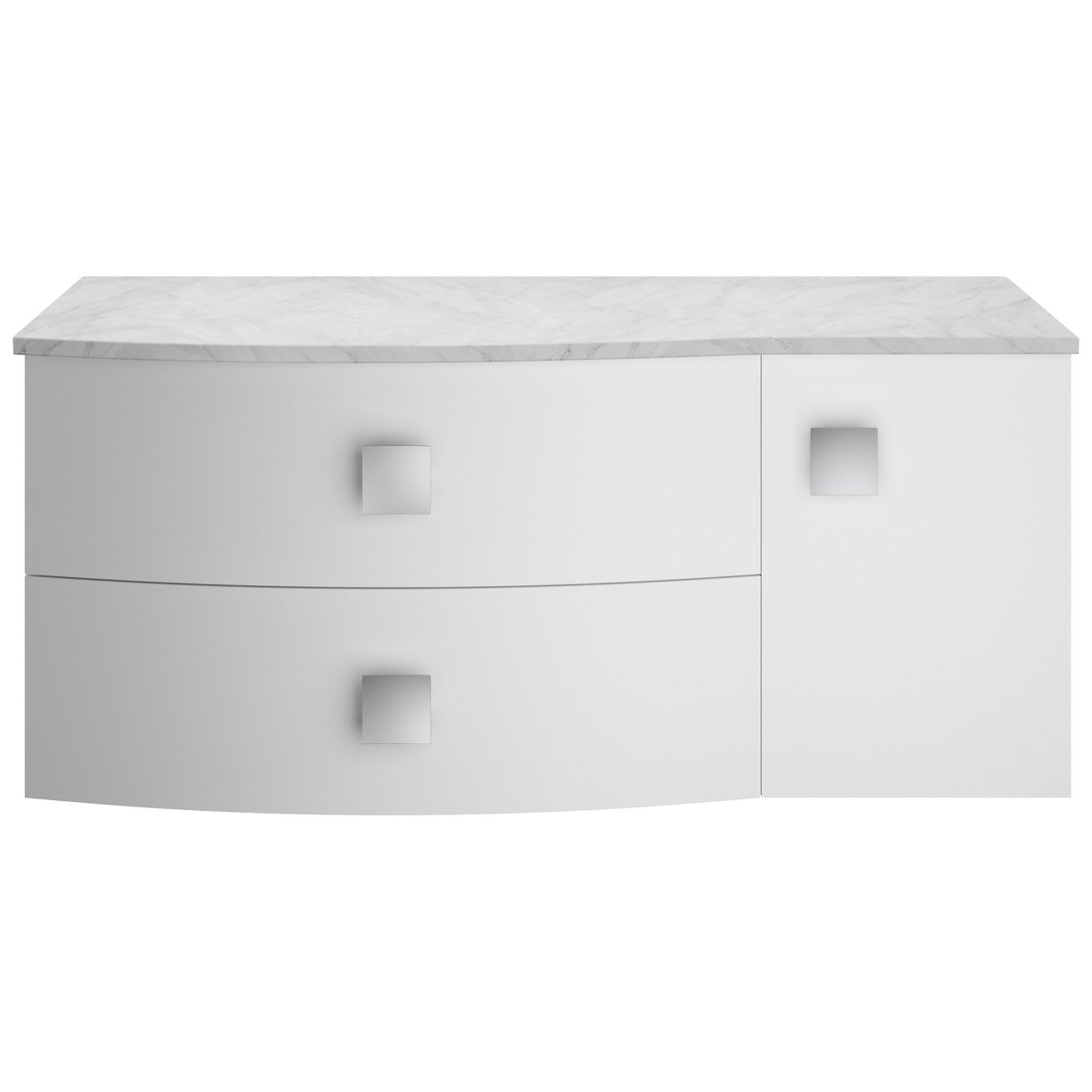 1000Mm Left Hand Cabinet With Marble Top - Moon White