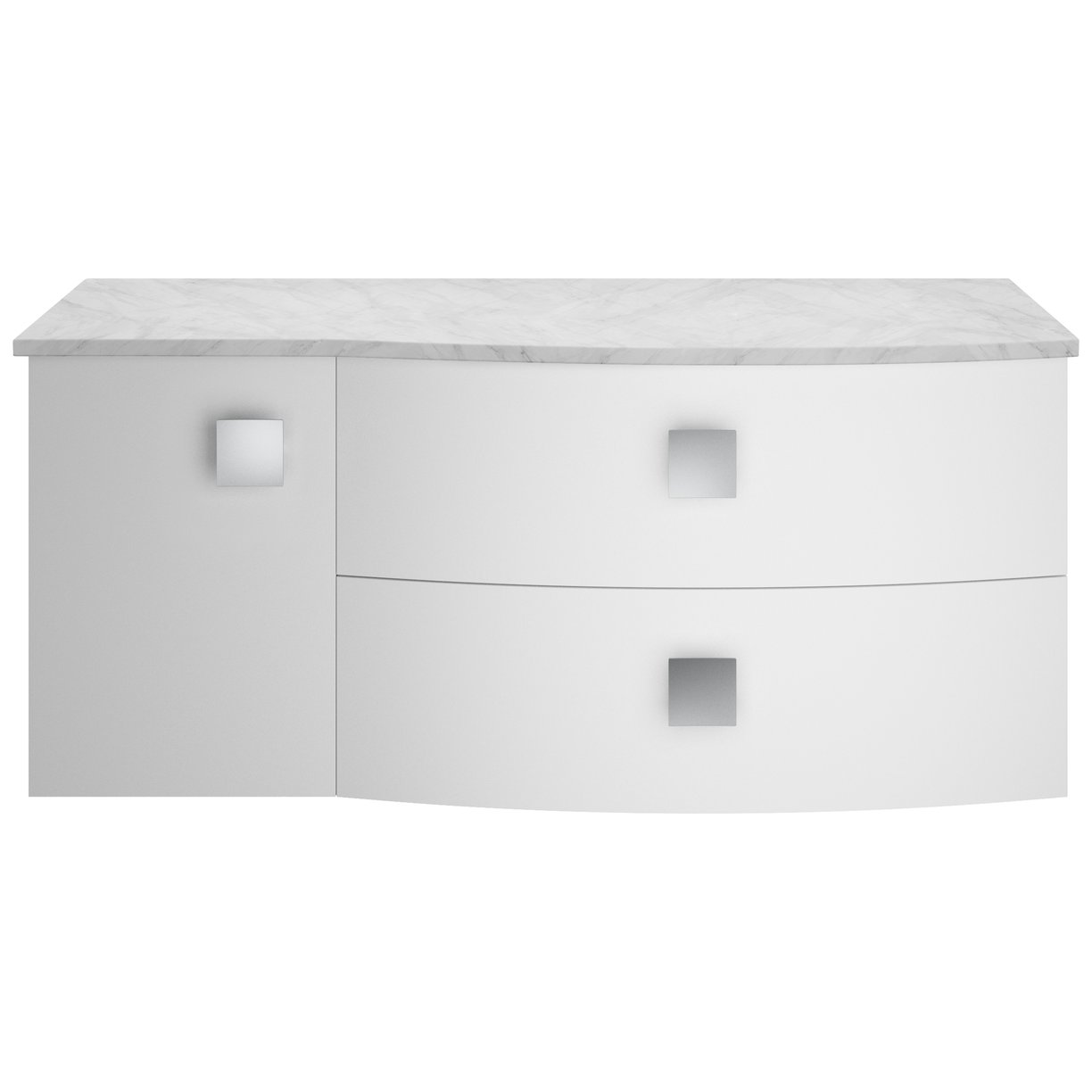 1000Mm Right Hand Cabinet With Marble Top - Moon White