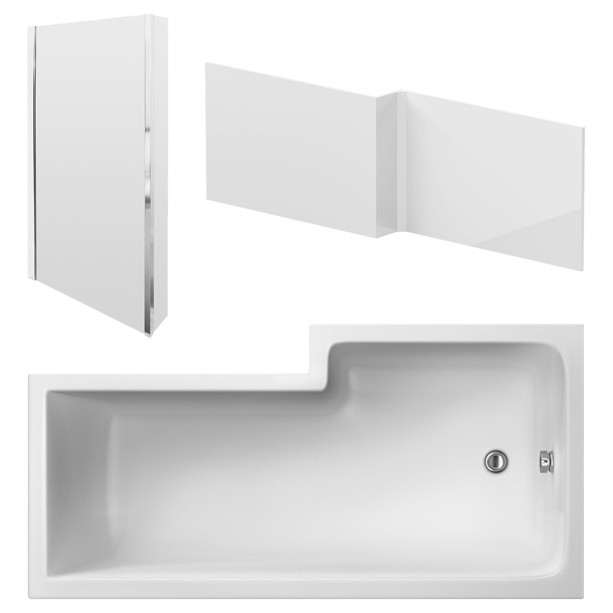 1600mm Sq S/Bath Pack Lh (5mm L Screen) - White