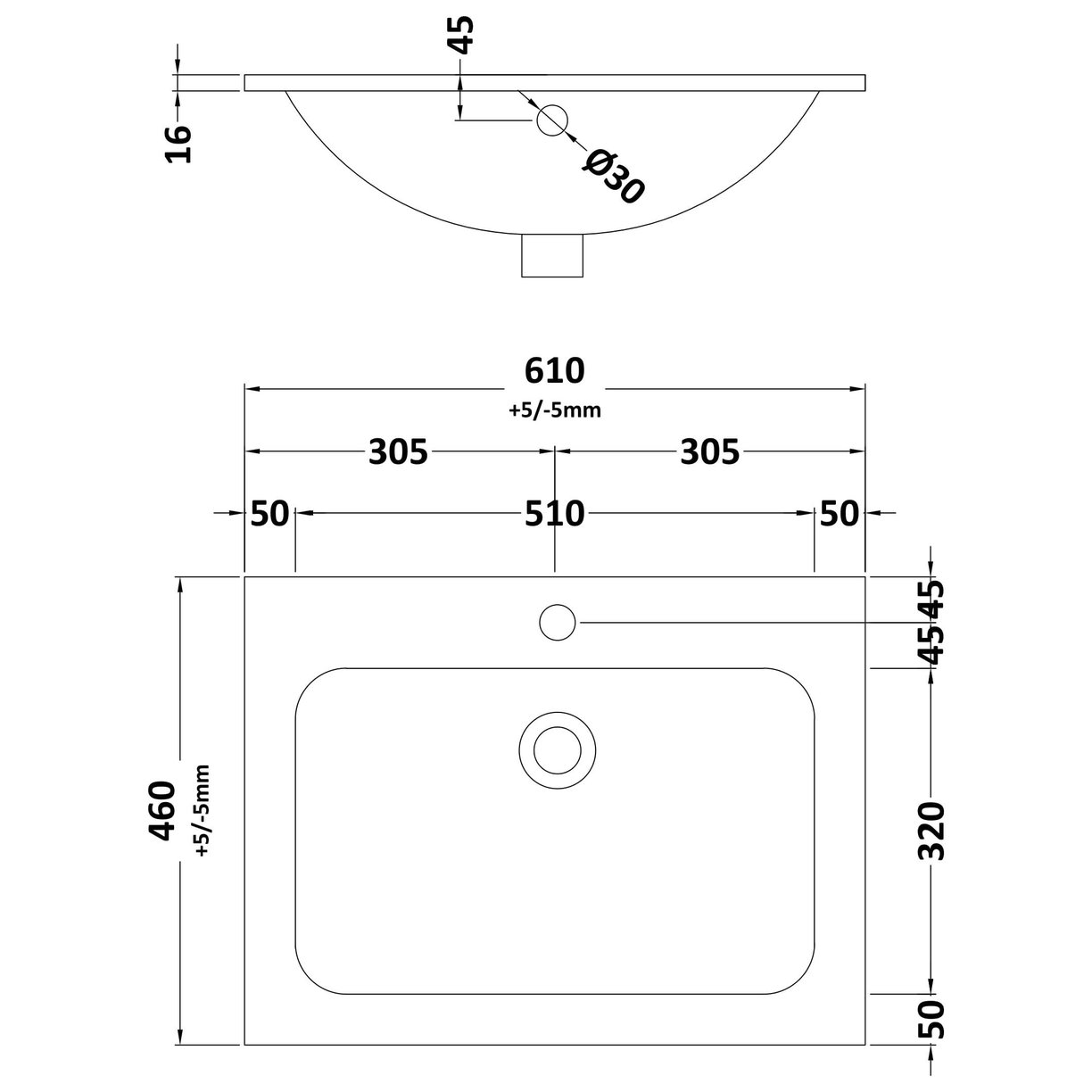 600 Basin 1TH  - Carrera Marble