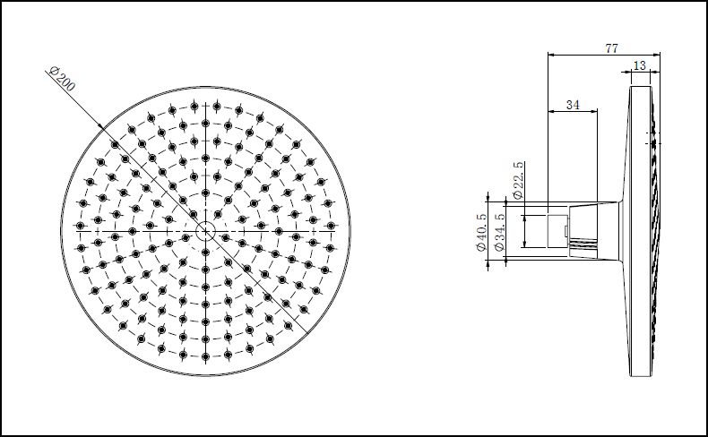 200mm Round Rain Head
