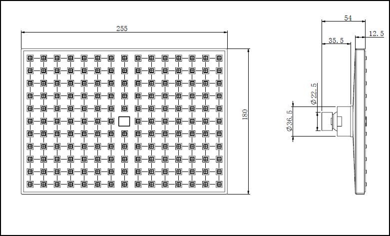 255mm x 188mm Rectangular Rain Head