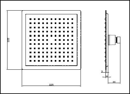 ASP Slimline Square Shower Head 225mm