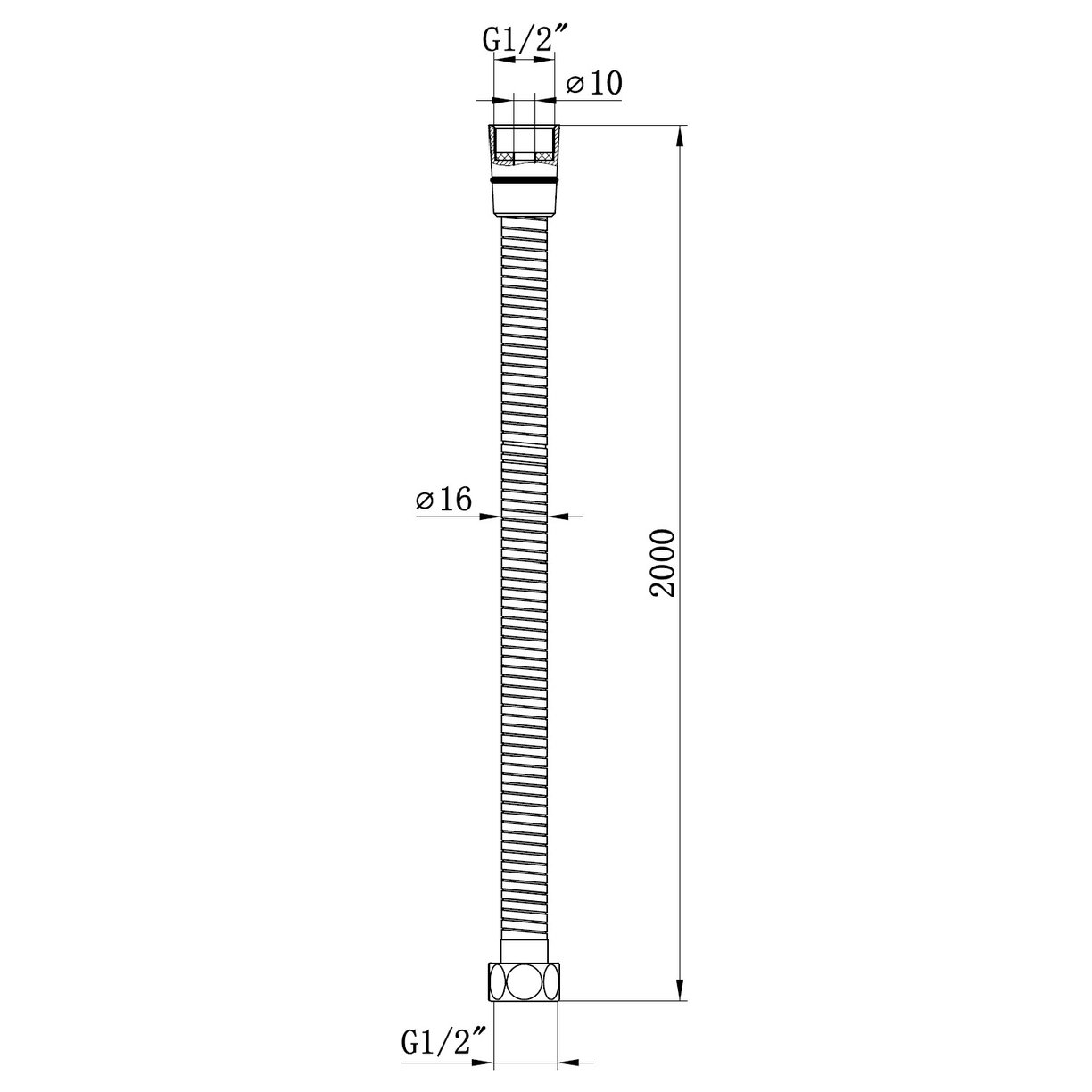 2m Full Bore Shower Hose