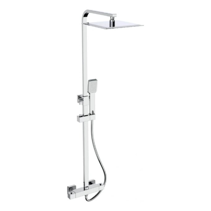 Cube Square Overhead Rainfall Shower c/w Handset Chrome