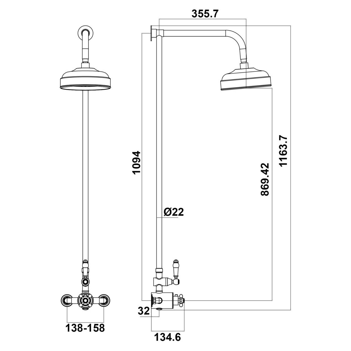 Thermostatic Exposed Valve with Fixed Head
