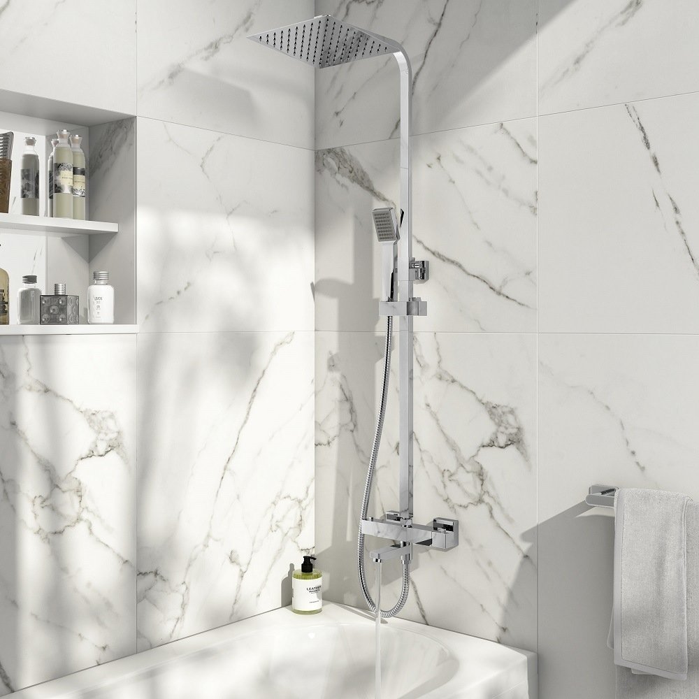 Square Rigid Riser Shower with Bath Filler