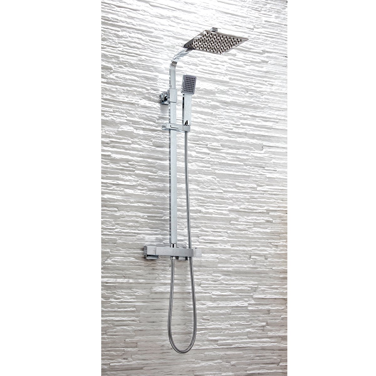 Cube Square Overhead Rainfall Shower c/w Handset Chrome