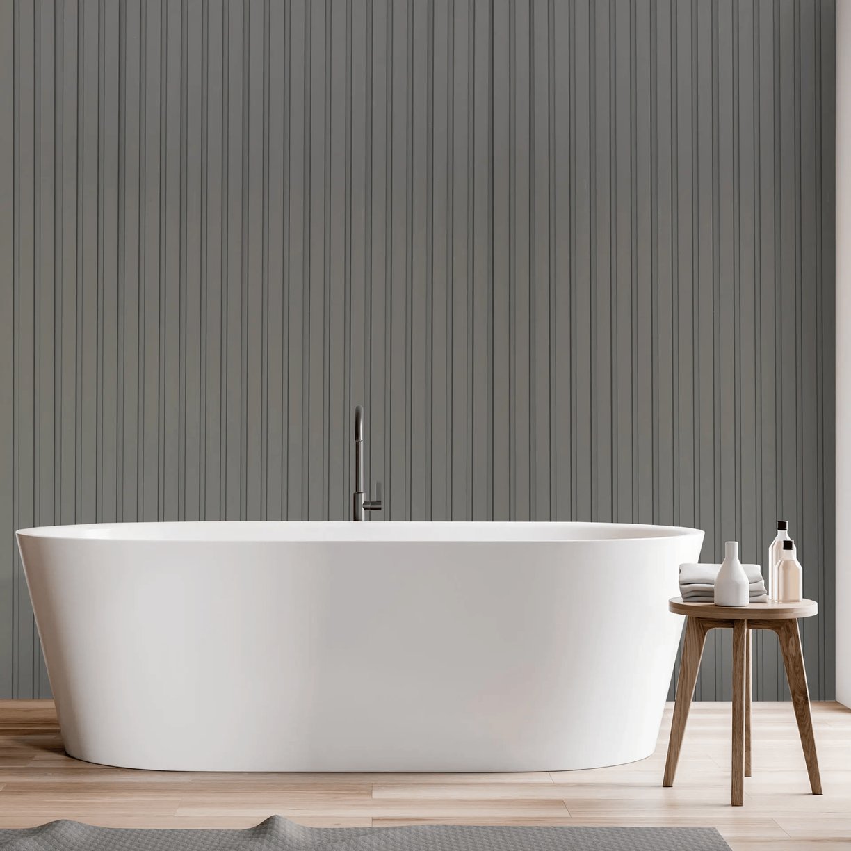 BG Water-Resistant Slat Wall Panel - Grey - 2.9m x 121.5 x 12.5mm