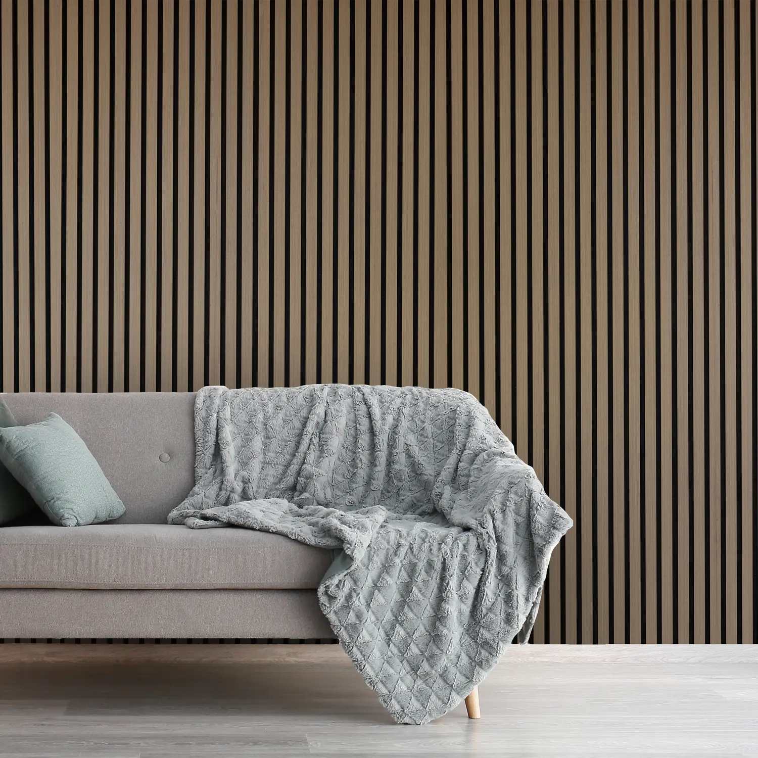 BG Acoustic Slat Wall Panel - Grey Oak - 2.4m x 600mm x 21mm