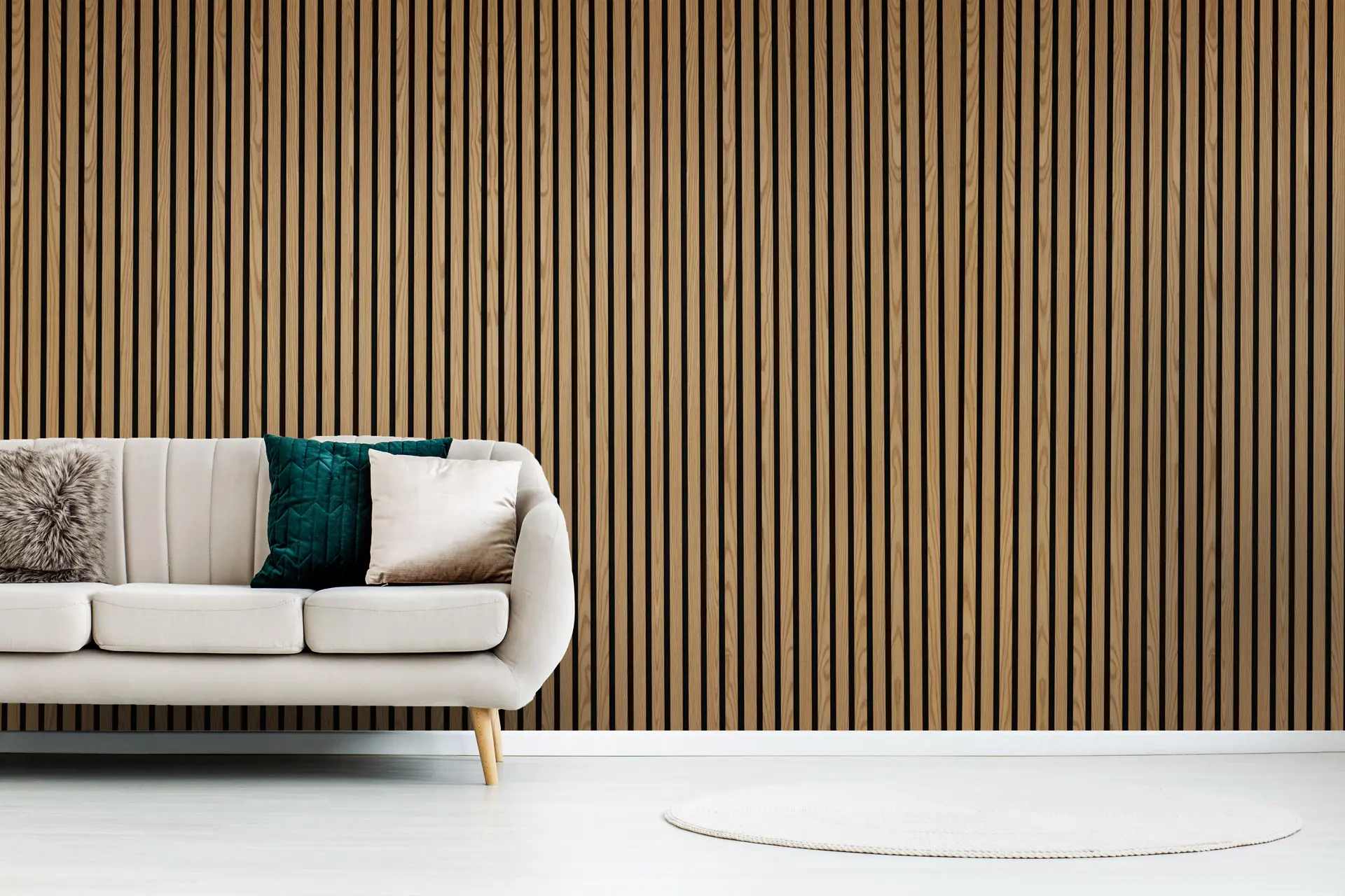 BG Acoustic Slat Wall Panel - Natural Ash - 2.4m x 600mm x 21mm