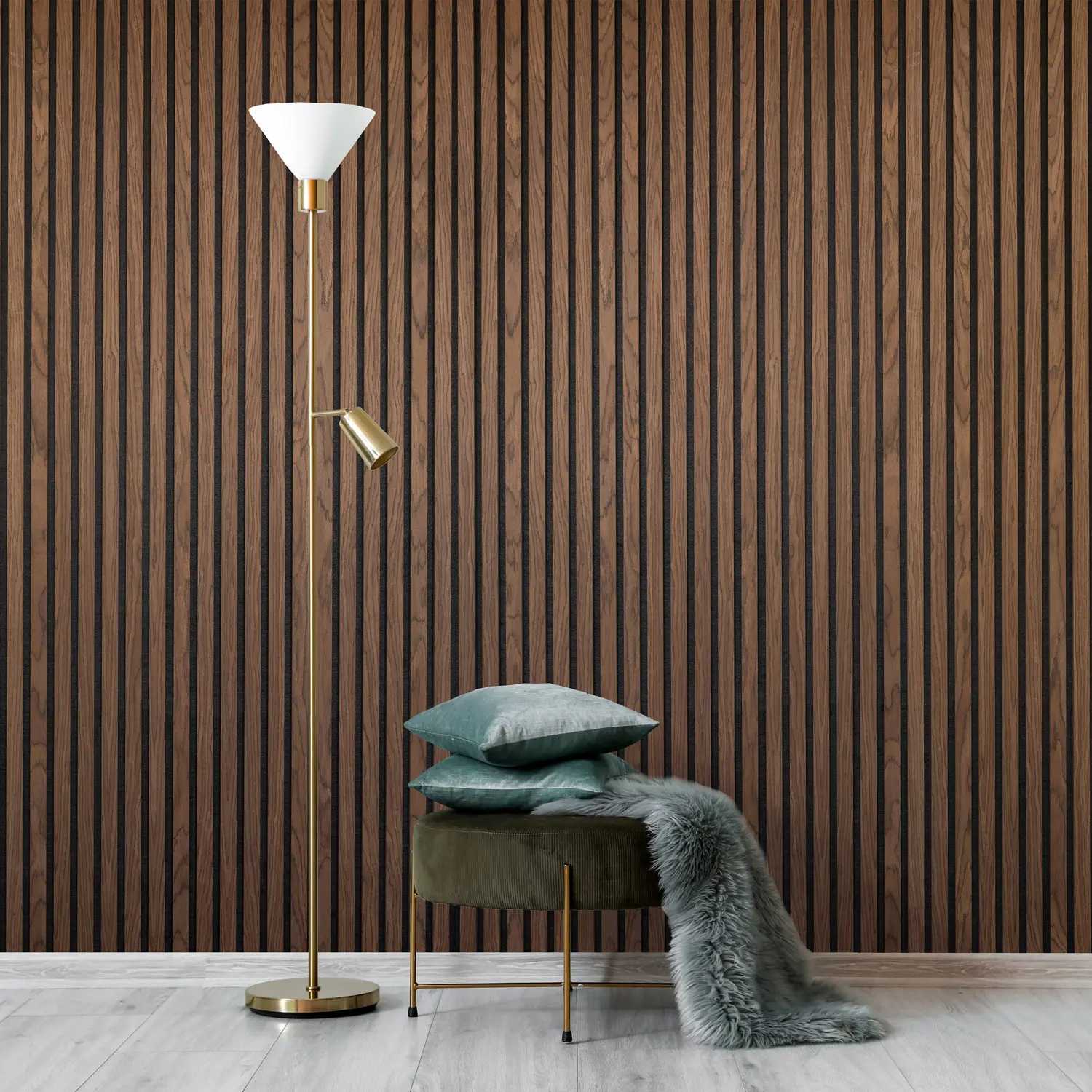 BG Acoustic Slat Wall Panel - Smoked Walnut - 2.4m x 600mm x 21mm