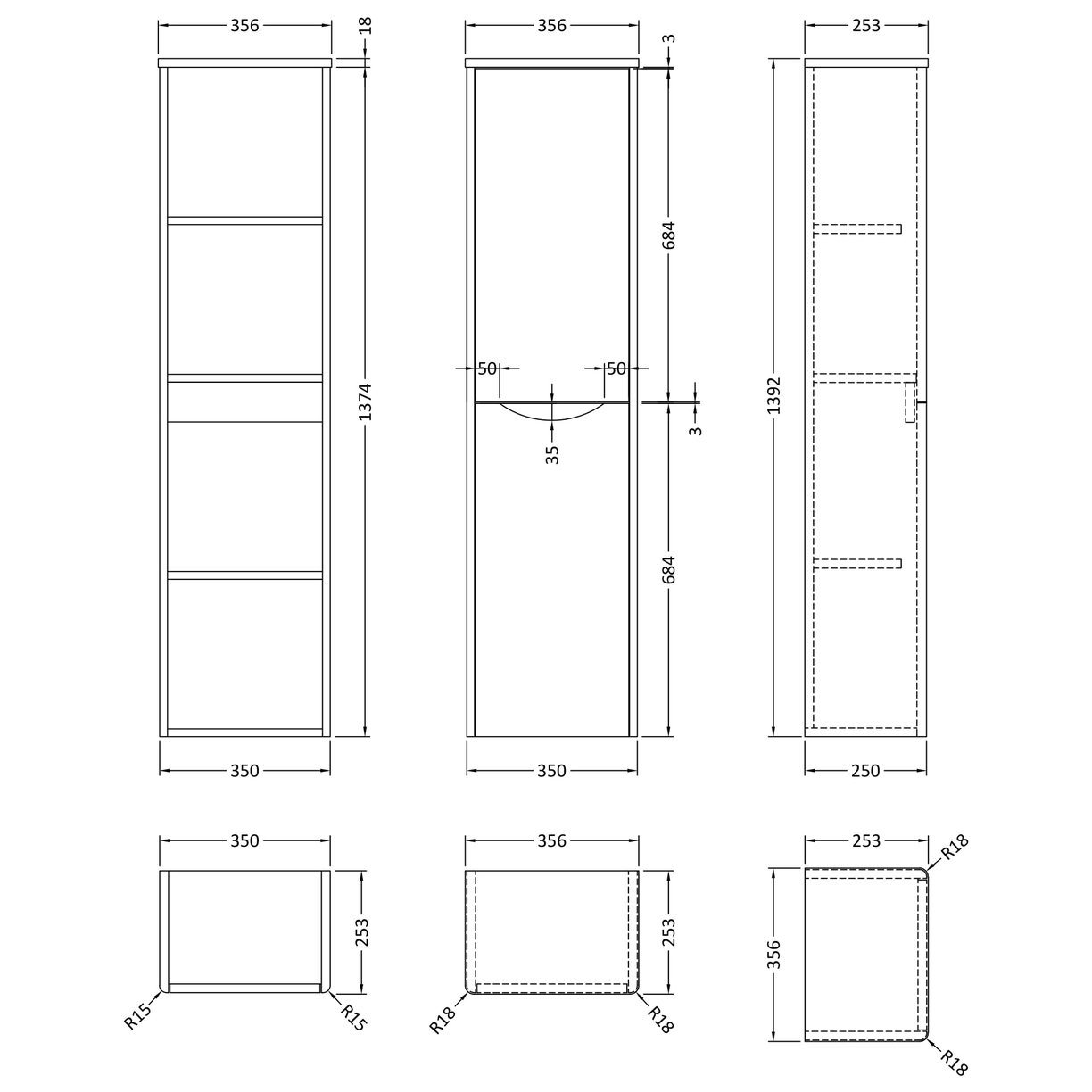 Tall Wall Hung Unit - Satin Grey