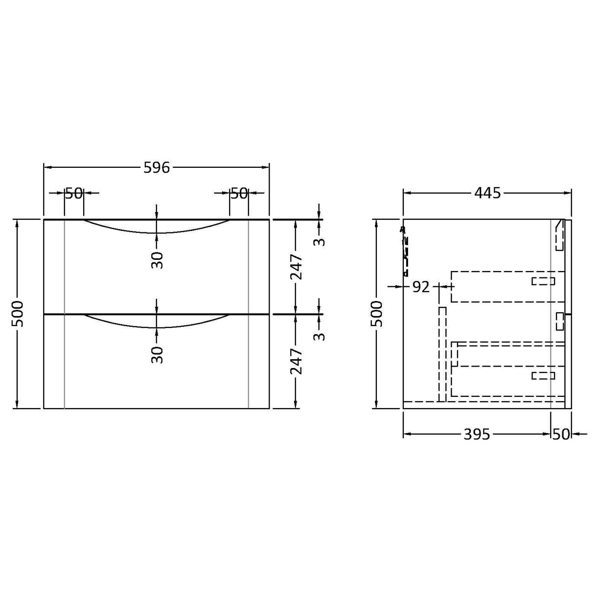 600mm W/H 2-Drawer Unit - Satin Green