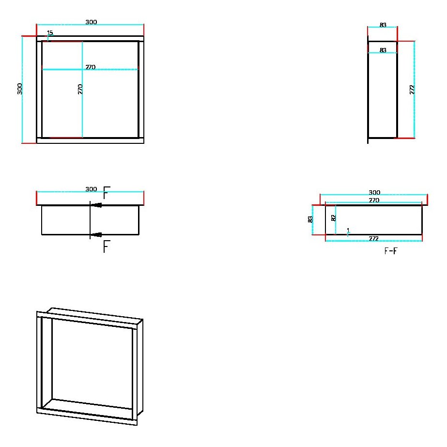 Inset Shower Niche 300 x 300mm Matt Black