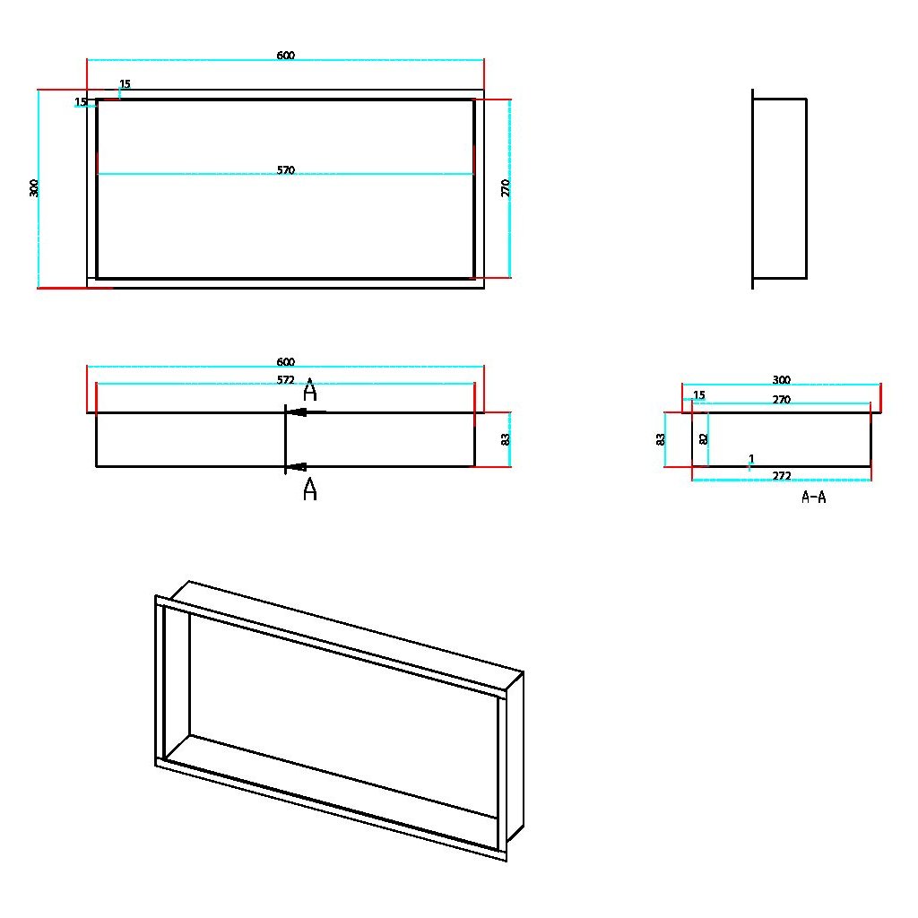 Inset Shower Niche 600 x 300mm Brushed Bronze