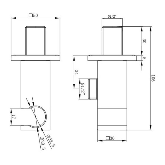 ASP Square Wall Outlet and Holder