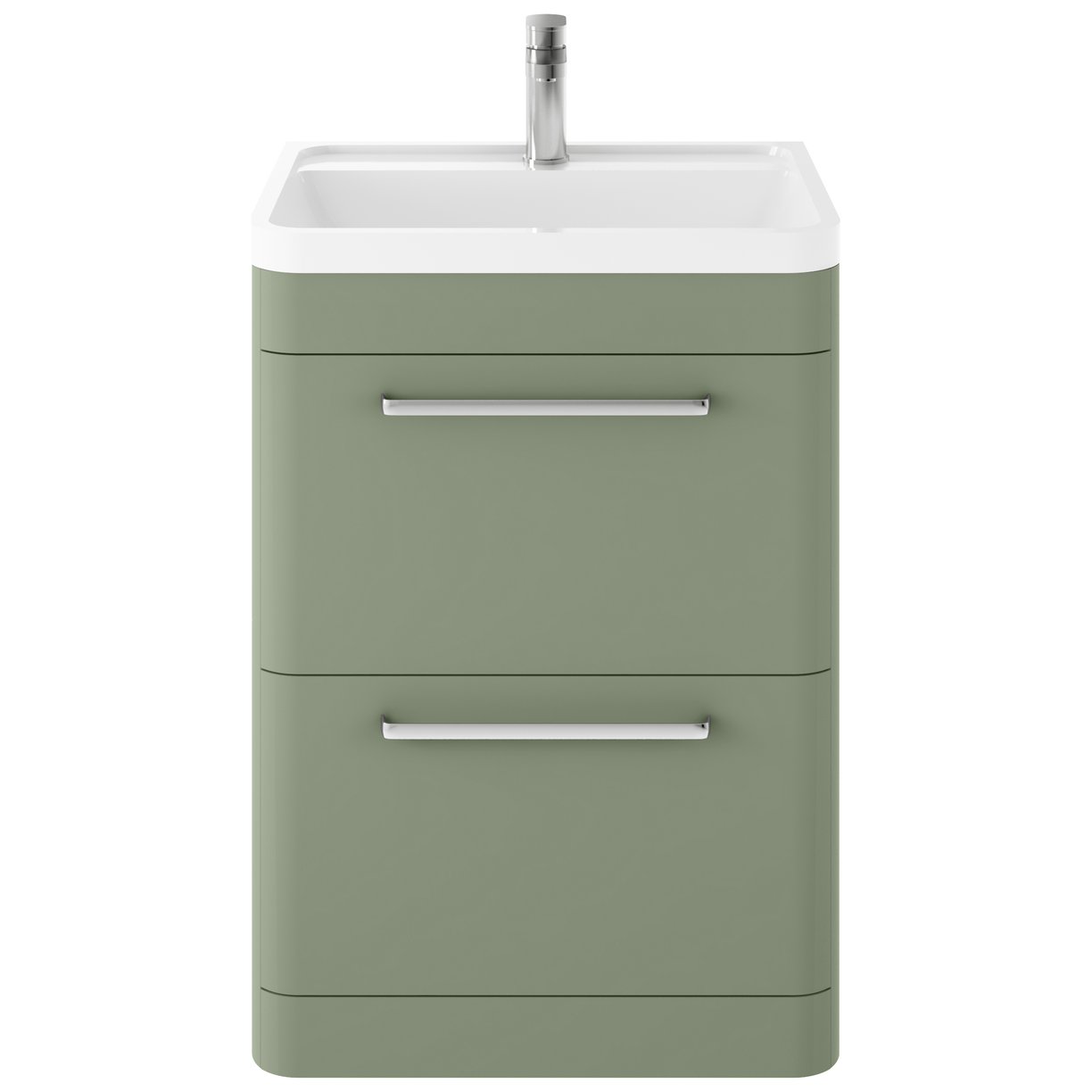 Solar 600 F/S 2-Drawer Unit & Polymarble Basin - Matt Fern Green