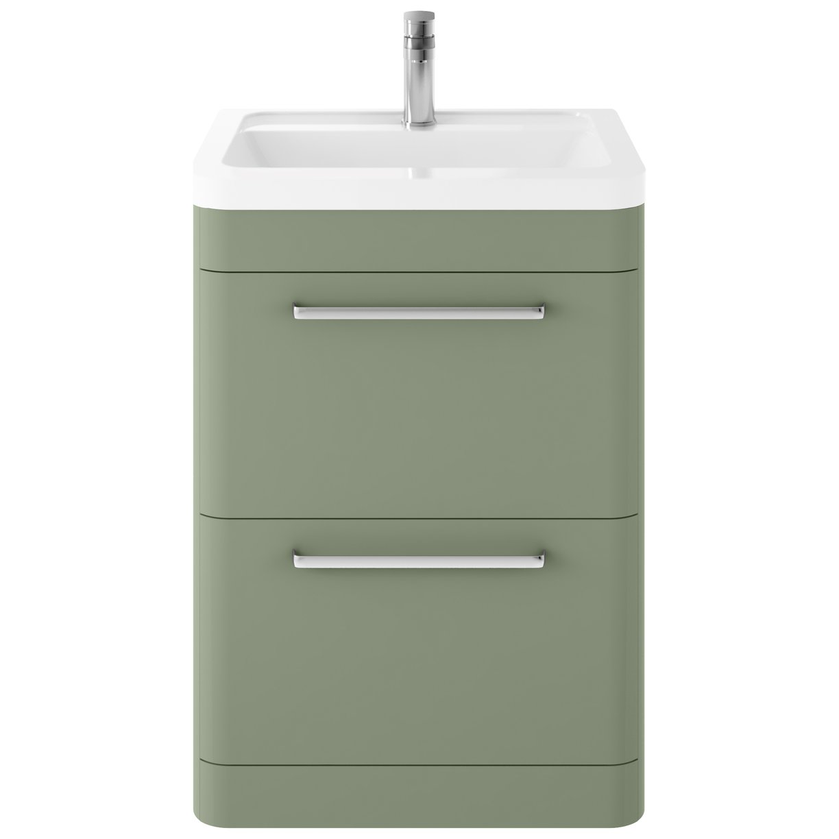 Solar 600 F/S 2-Drawer Unit & Ceramic Basin - Fern Green