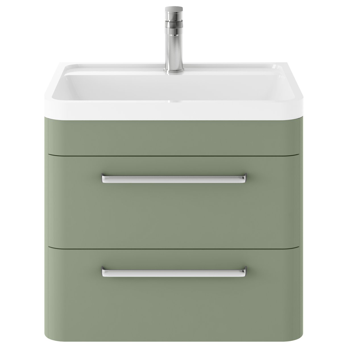 Solar 600 W/H 2-Drawer Unit & Polymarble Basin - Matt Fern Green