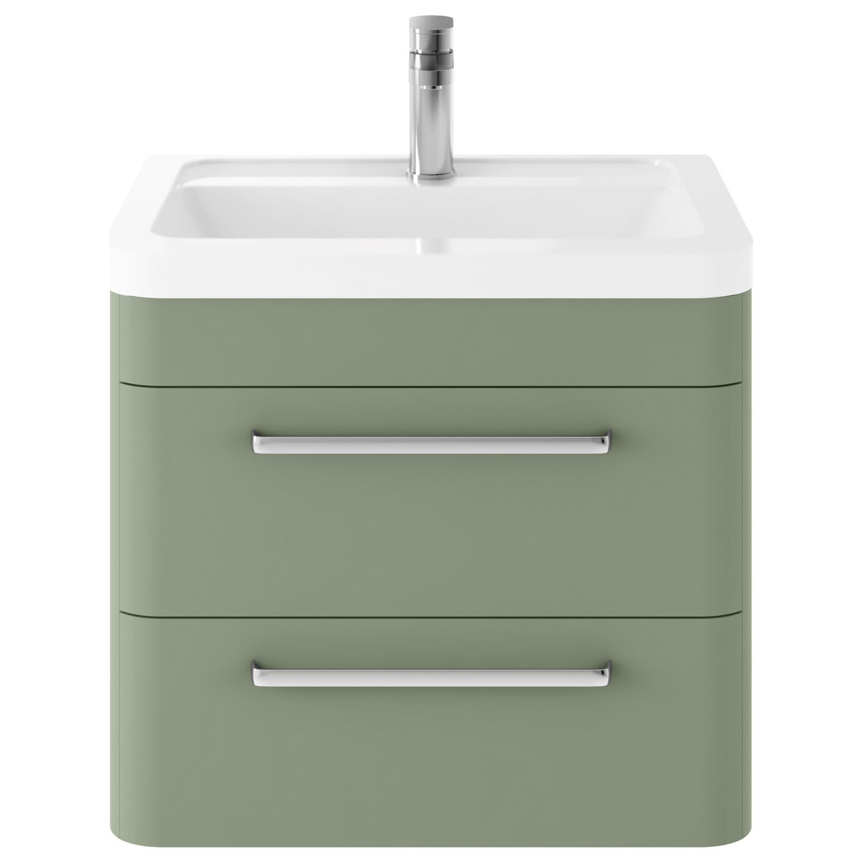 Solar 600 W/H 2-Drawer Unit & Ceramic Basin - Matt Fern Green