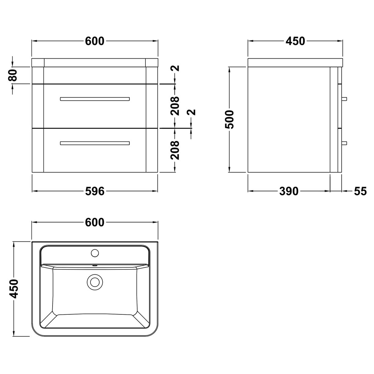 Solar 600 W/H 2-Drawer Unit & Ceramic Basin - Matt Fern Green