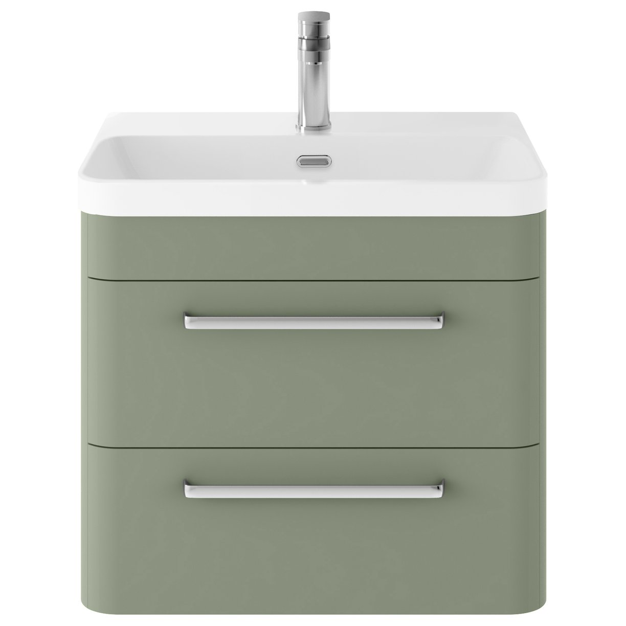 Solar 600 W/H 2-Drawer Unit & Thin Basin - Matt Fern Green