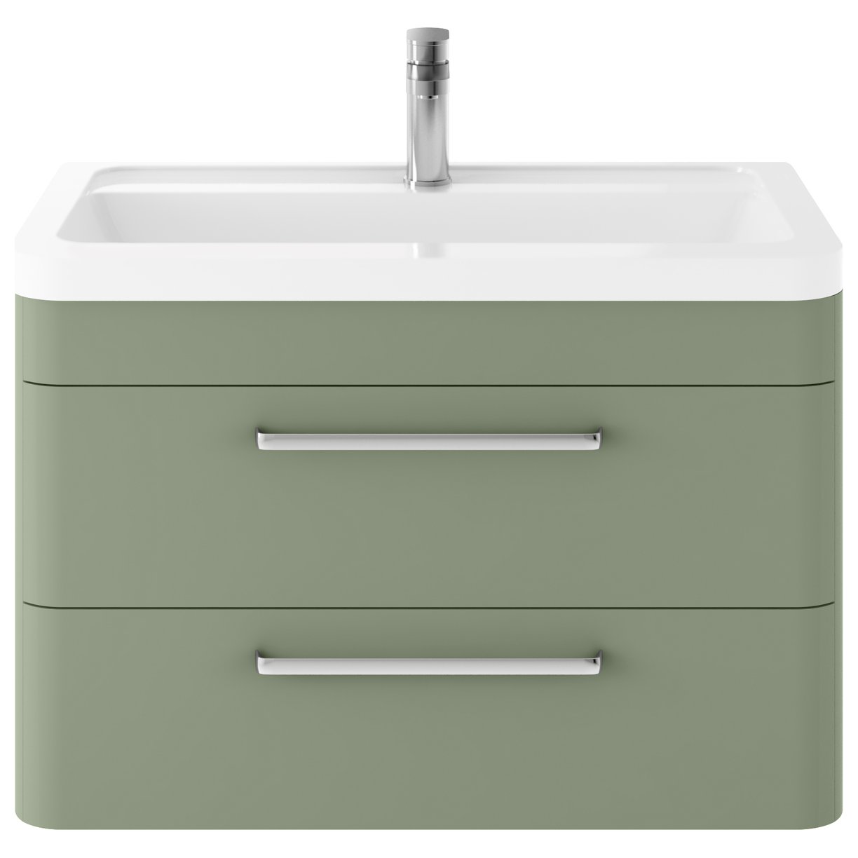 Solar 800 W/H 2-Drawer Unit & Ceramic Basin - Matt Fern Green