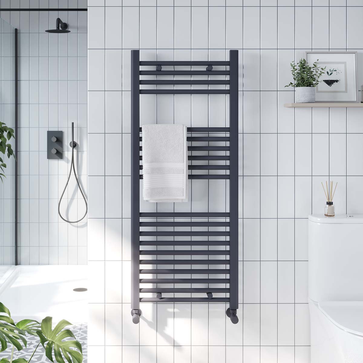 22mm Straight Towel Rail 500mm x 1200mm - Anthracite