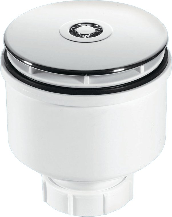 McAlpine 90mm Vertical Shower Trap 50mm Water Seal CP Plastic Dome