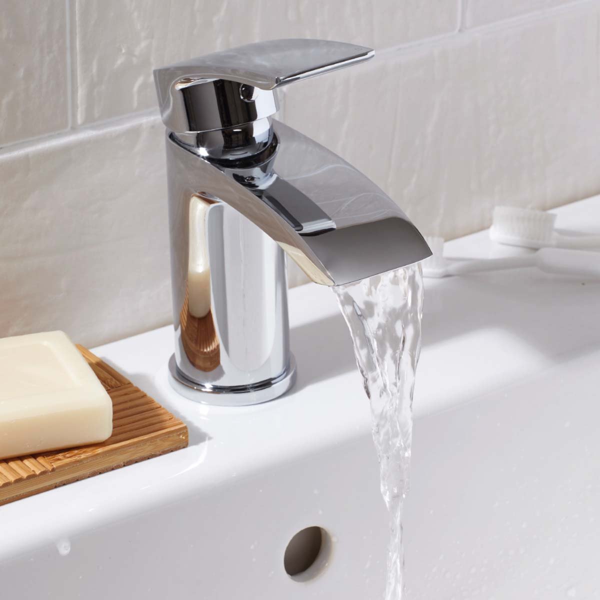 Mini Mono Basin Mixer with Push Waste