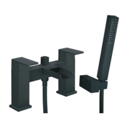 Matt Black Waterfall Bath Deck Shower Mixer