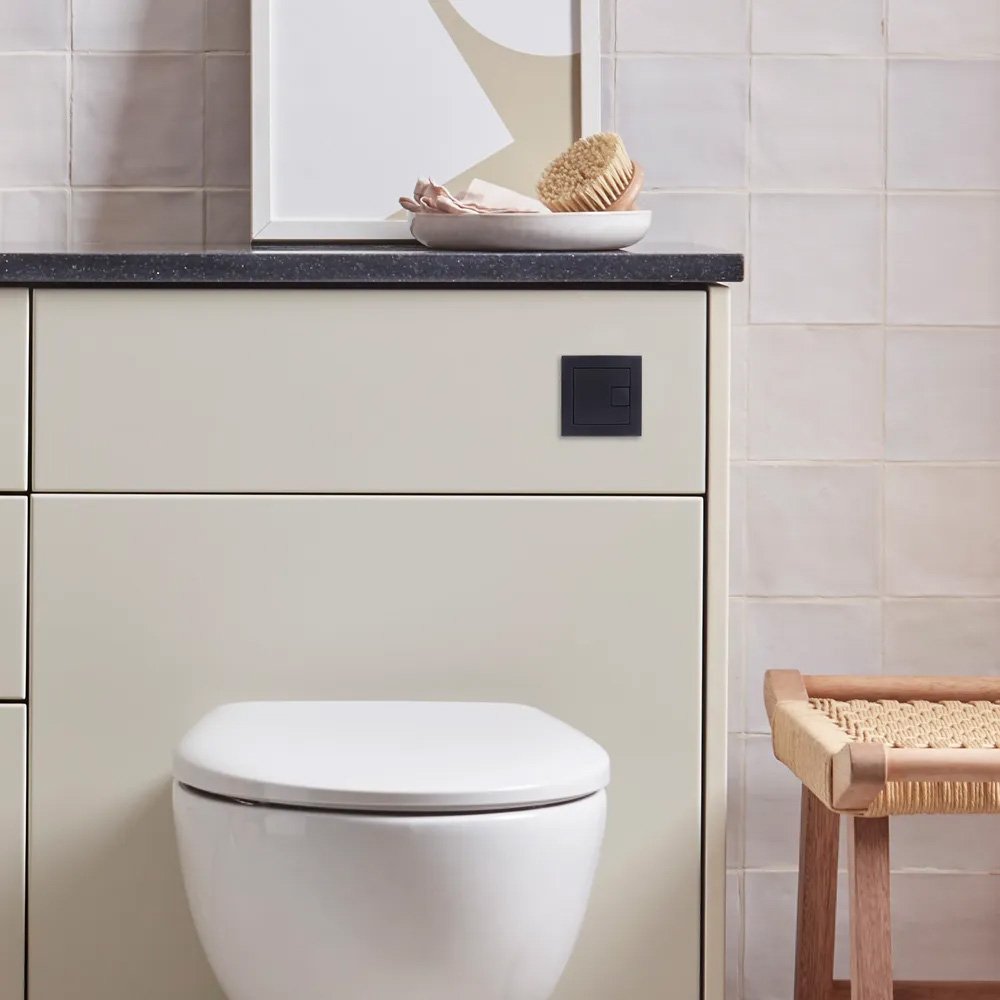 Square Dual Flush Button - Black