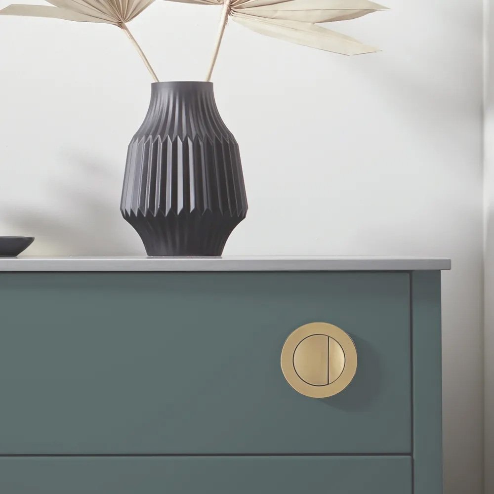 Round Flush Button - Brushed Brass