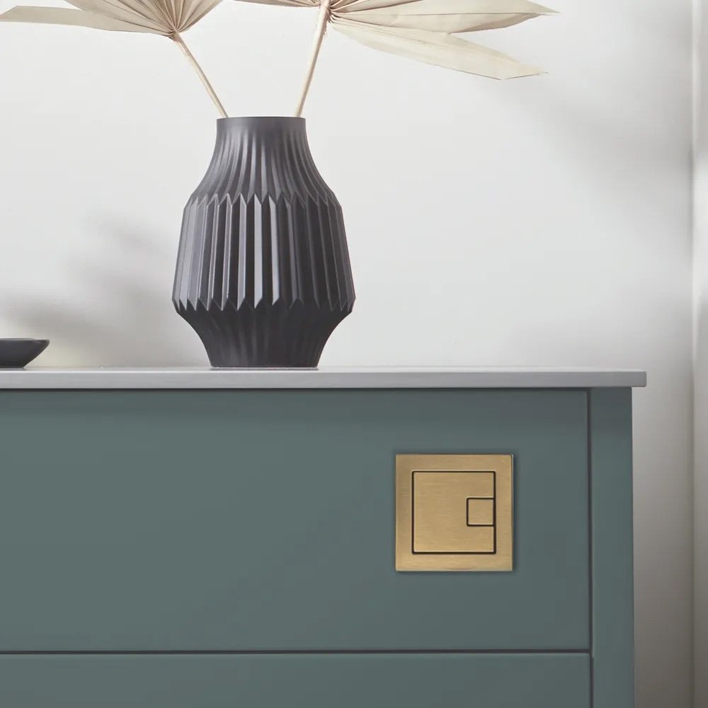 Square Flush Button - Brushed Brass