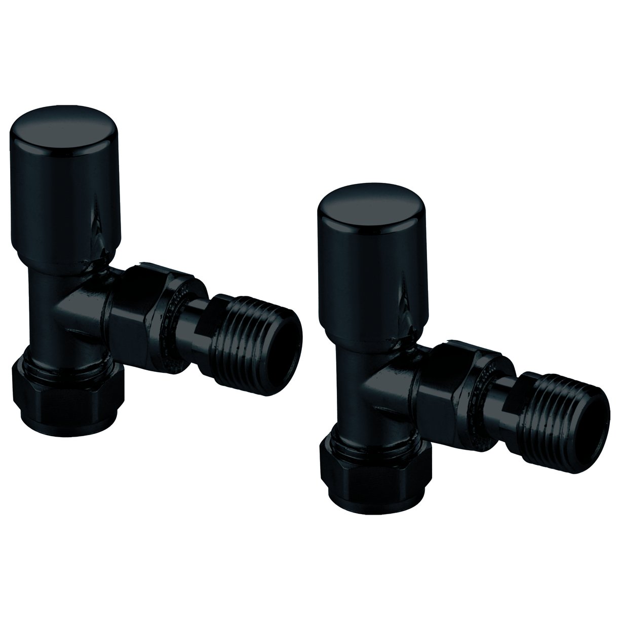 Black Radiator Valve Angled 15mm (Pair)