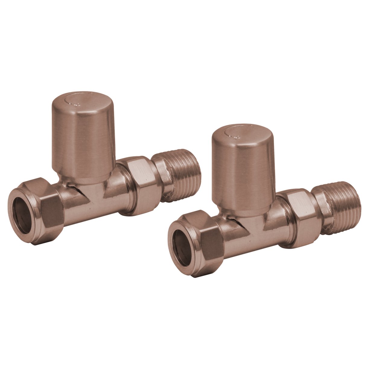 Brushed Bronze Radiator Valve Straight 15mm (Pair)