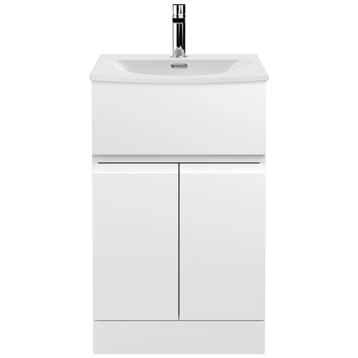 500 F/S 2-Door/Drawer Unit & Basin 4 - Satin White