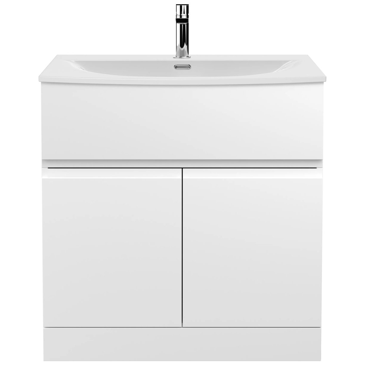 800 F/S 2-Door/Drawer Unit & Basin 4 - Satin White