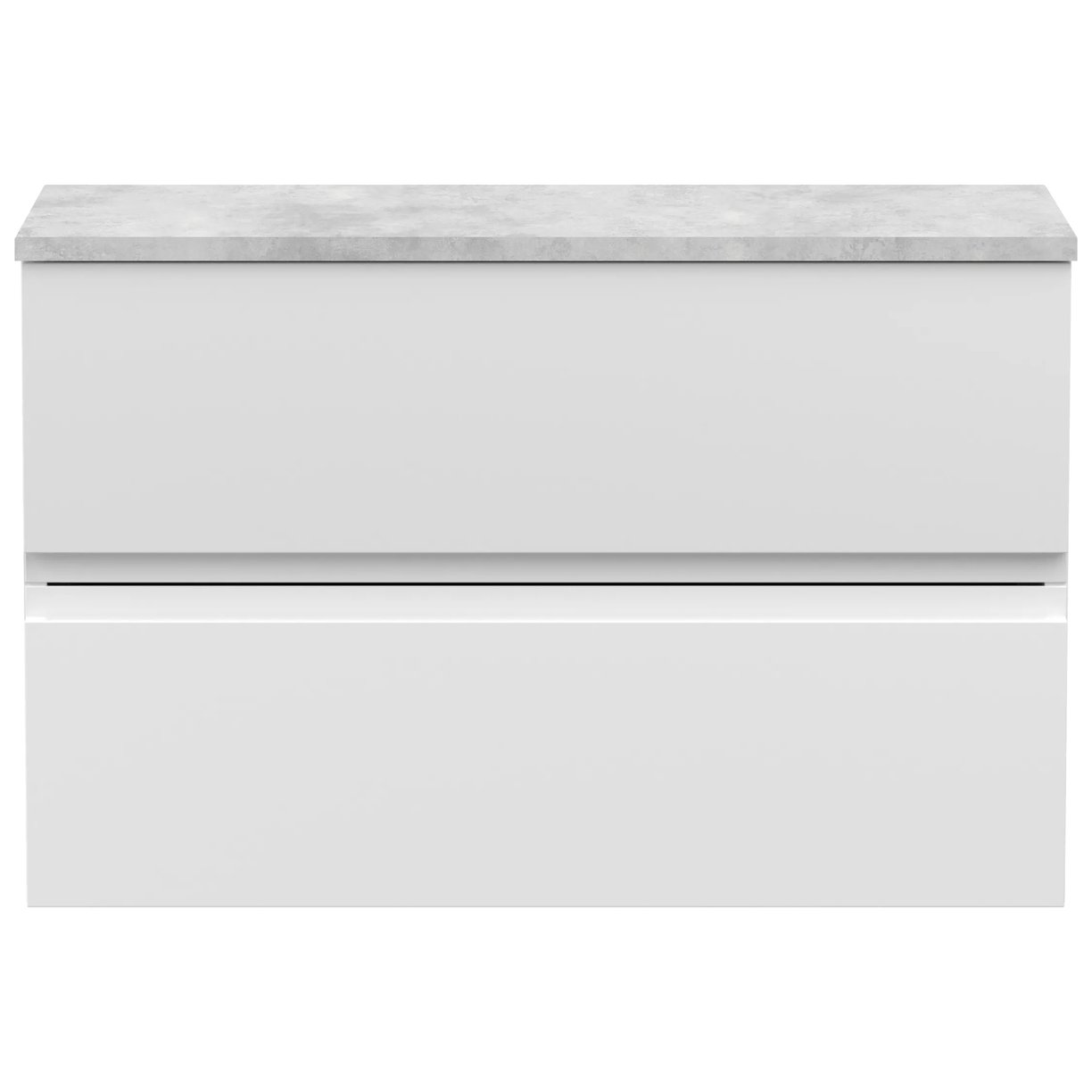 800Mm Wall Hung 2-Drawer Vanity Unit & Grey Worktop - Satin White