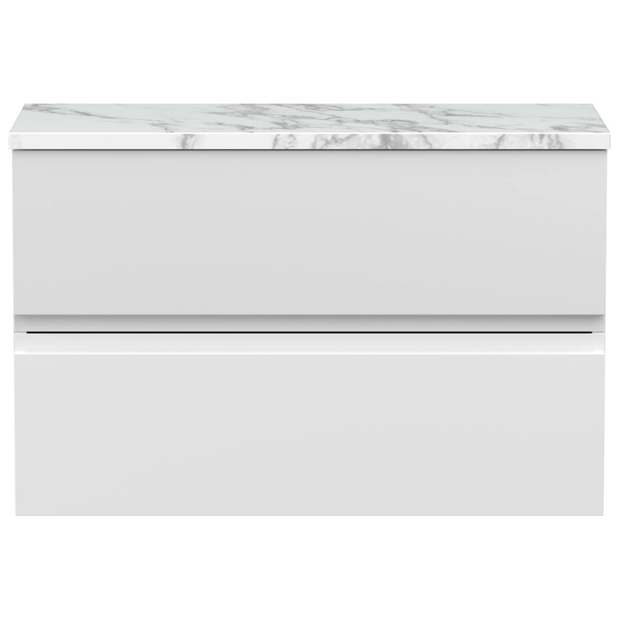 800 W/H 2-Drawer Unit & Lam Worktop - Satin White