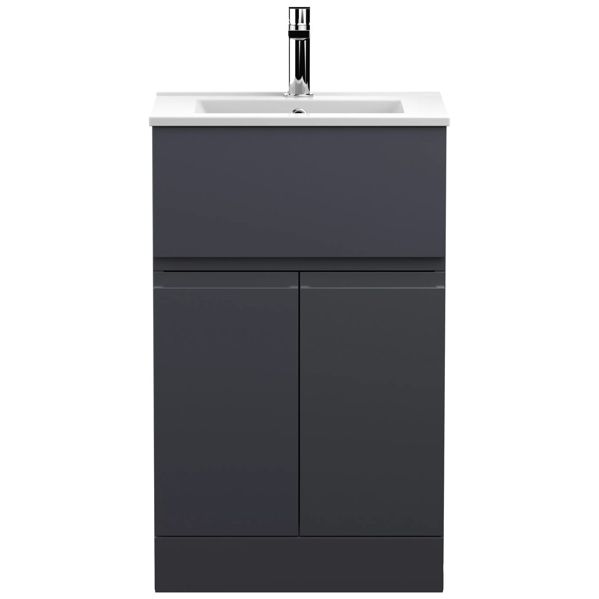 500 F/S 2-Door/Drawer Unit & Basin 2 - Satin Soft Black