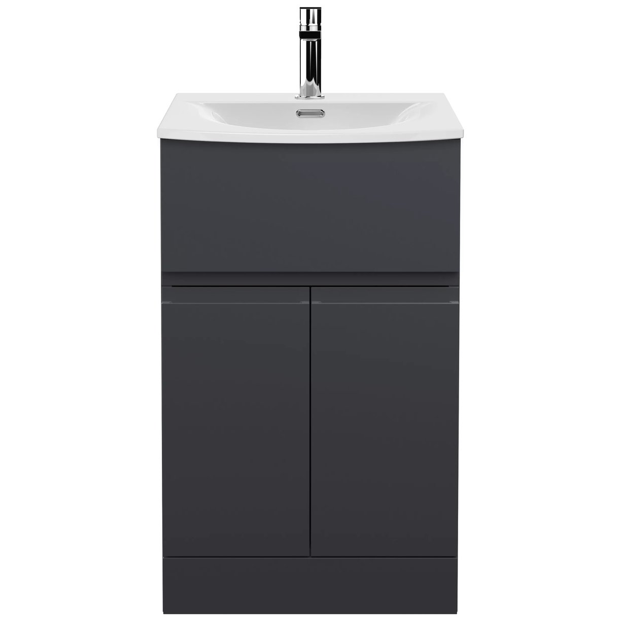 500 F/S 2-Door/Drawer Unit & Basin 4 - Satin Soft Black
