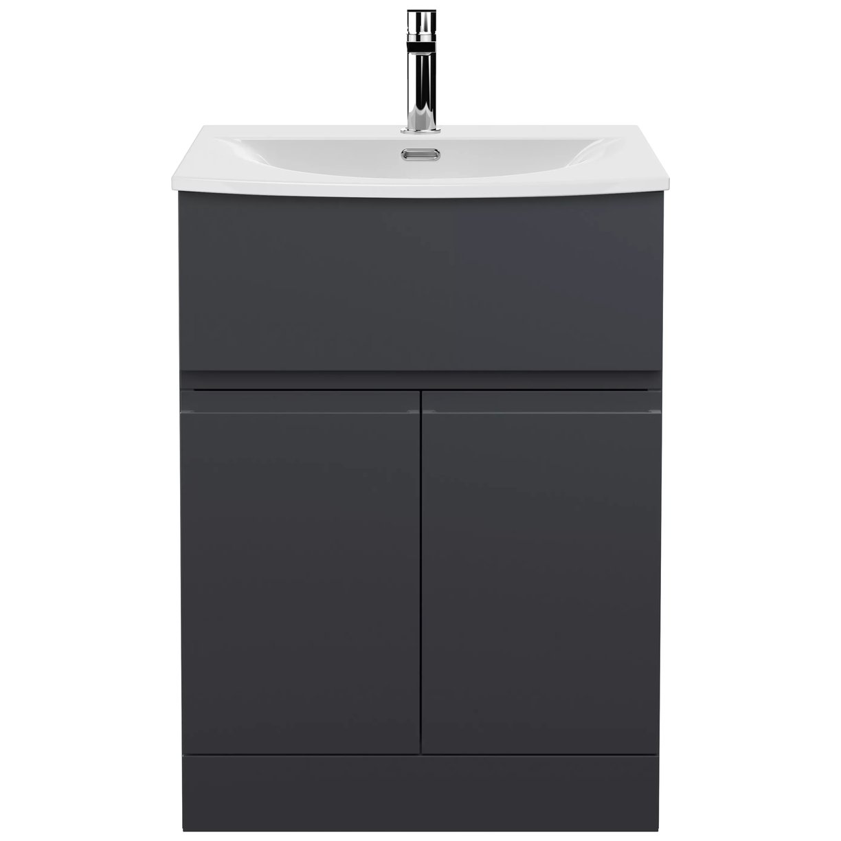 600 F/S 2-Door/Drawer Unit & Basin 4 - Satin Soft Black