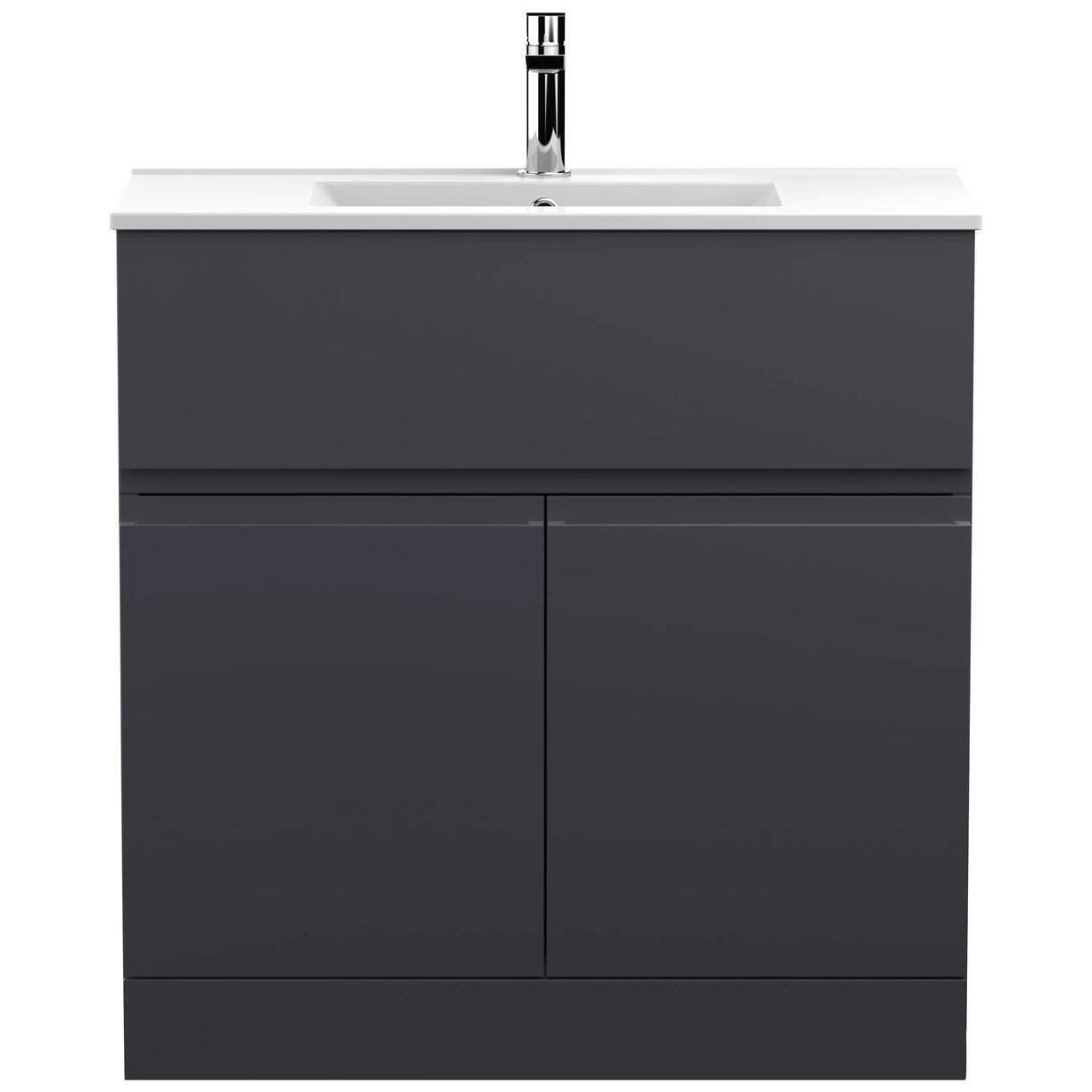 800 F/S 2-Door/Drawer Unit & Basin 2 - Satin Soft Black