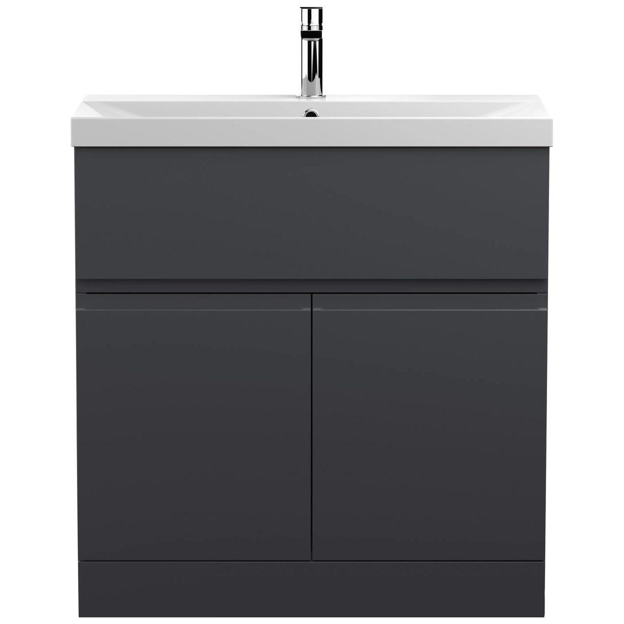 800 F/S 2-Door/Drawer Unit & Basin 3 - Satin Soft Black