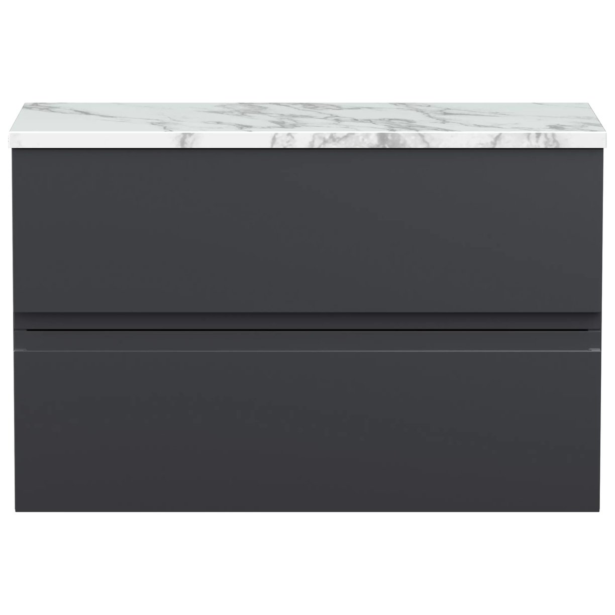 800 W/H 2-Drawer Unit & Laminate Top - Satin Soft Black